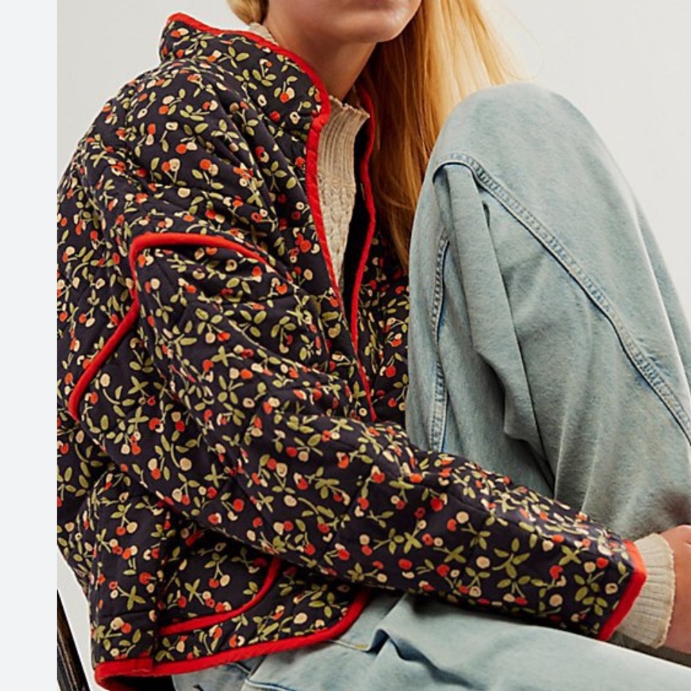 Free People Chloe jacket in cherry combo NWT